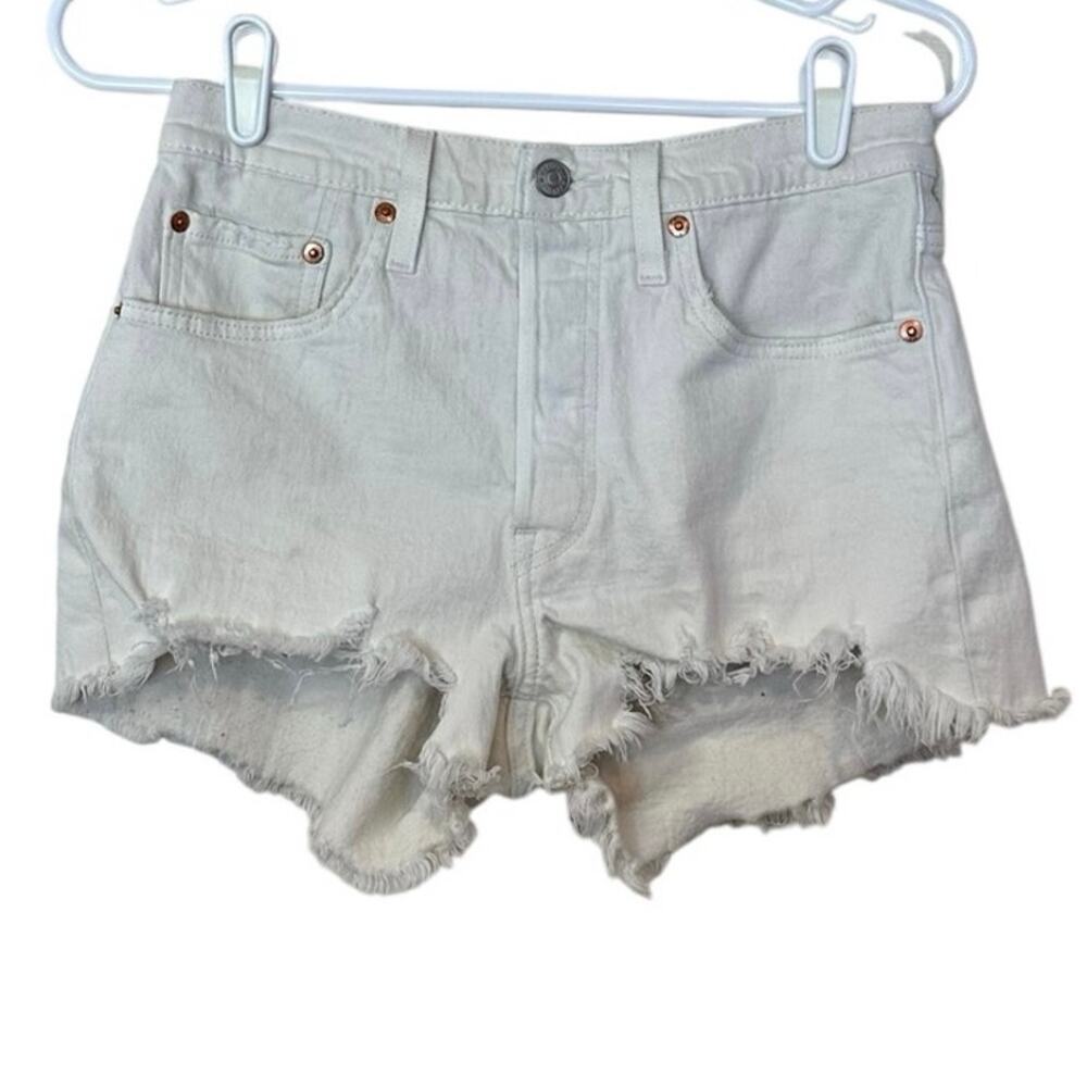 Levi's Women's 501 Original High Rise Cut Off Button Fly Shorts‎ Size 27 White